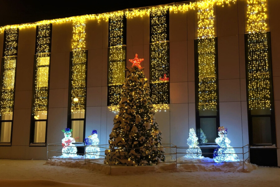 Фотофакт: светящиеся снеговики и елка украсили территорию Демиховской детской школы искусств